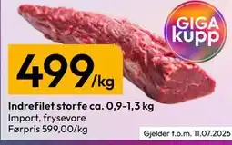 Gigaboks Indrefilet storfe ca. 0,9-1,3 kg tilbud