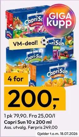Gigaboks Capri Sun 10 x 200 ml tilbud