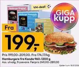 Gigaboks Hamburgere fra Kanda 960-1200 g tilbud