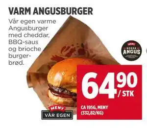Meny VARM ANGUSBURGER tilbud