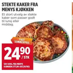 Meny STEKTE KAKER FRA MENYS KJØKKEN tilbud