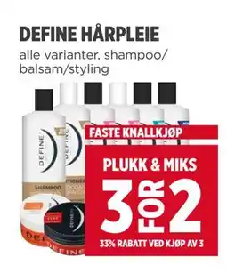 Meny DEFINE HÅRPLEIE tilbud