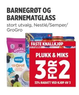 Meny BARNEGRØT OG BARNEMATGLASS tilbud