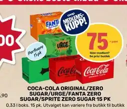 Matkroken COCA-COLA ORIGINAL/ZERO SUGAR/URGE/FANTA ZERO SUGAR/SPRITE ZERO SUGAR 15 PK, Medlemspris tilbud