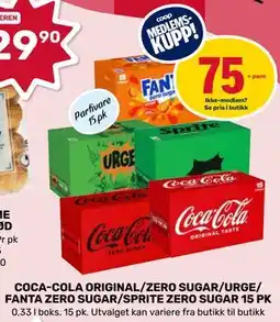Matkroken COCA-COLA ORIGINAL/ZERO SUGAR/URGE/ FANTA ZERO SUGAR/SPRITE ZERO SUGAR 15 PK, Medlemspris tilbud