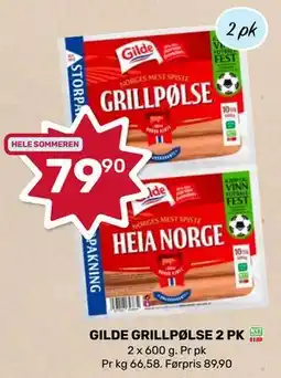 Matkroken GILDE GRILLPØLSE 2 PK tilbud