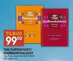 Coop Mega TINE FLØTEMYSOST/ GUDBRANDSDALSOST tilbud