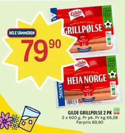 Coop Prix GILDE GRILLPØLSE 2 PK tilbud