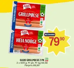 Coop Prix GILDE GRILLPØLSE 2 PK tilbud