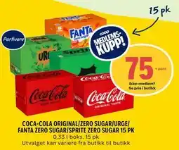 Coop Prix COCA-COLA ORIGINAL/ZERO SUGAR/URGE/ FANTA ZERO SUGAR/SPRITE ZERO SUGAR 15 PK, Medlemspris tilbud