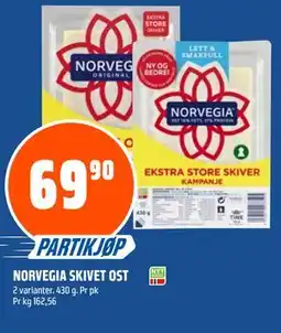 Coop Obs NORVEGIA SKIVET OST tilbud