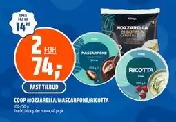 Coop Obs COOP MOZZARELLA/MASCARPONE/RICOTTA tilbud