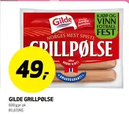 Bunnpris GILDE GRILLPØLSE tilbud