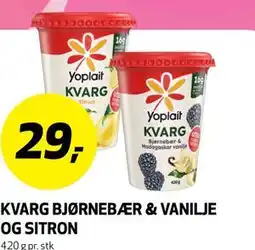 Bunnpris KVARG BJØRNEBÆR & VANILJE OG SITRON tilbud