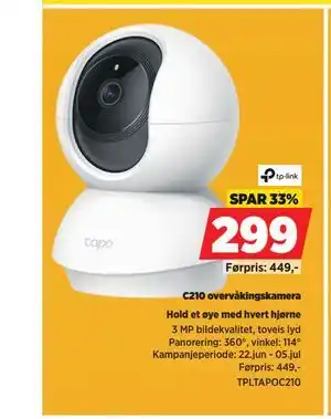 POWER tp-link C210 overvåkingskamera tilbud