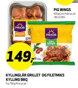 Bunnpris KYLLINGLÅR GRILLET OG FILETMIKS KYLLING BBQ tilbud