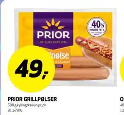 Bunnpris PRIOR GRILLPØLSER tilbud