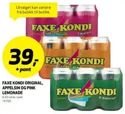 Bunnpris FAXE KONDI ORIGINAL, APPELSIN OG PINK LEMONADE tilbud