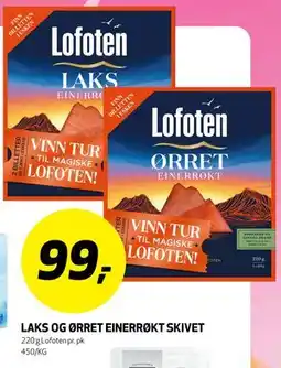 Bunnpris LAKS OG ØRRET EINERRØKT SKIVET tilbud