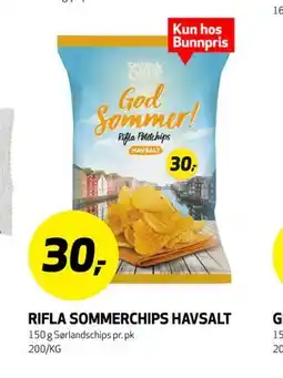 Bunnpris RIFLA SOMMERCHIPS HAVSALT tilbud