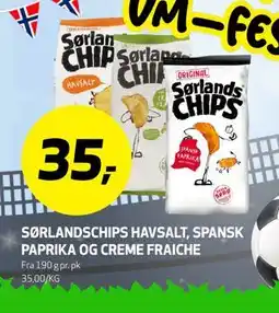 Bunnpris SØRLANDSCHIPS HAVSALT, SPANSK PAPRIKA OG CREME FRAICHE tilbud