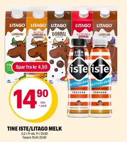 Coop Extra Tine iste/litago melk tilbud