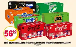 Coop Extra Coca-Cola original/zero sugar/urge/ Fanta zero sugar/ Sprite zero sugar 10 pk tilbud