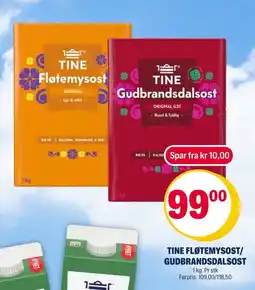 Coop Extra Tine fløtemysost/ gudbrandsdalsost tilbud