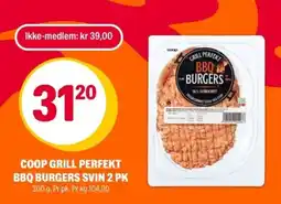 Coop Extra Coop grill perfekt BBQ burgers svin 2 pk tilbud