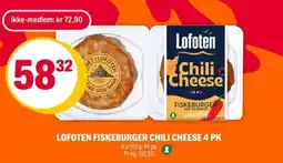 Coop Extra Lofoten fiskeburger chili cheese 4 pk tilbud