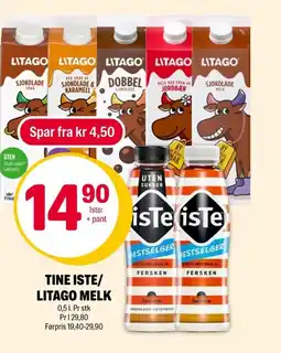 Coop Extra Tine iste/ litago melk tilbud