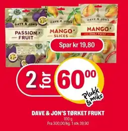 Coop Extra Dave & Jon's tørket frukt tilbud