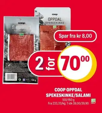 Coop Extra Coop oppdal spekeskinke/salami tilbud