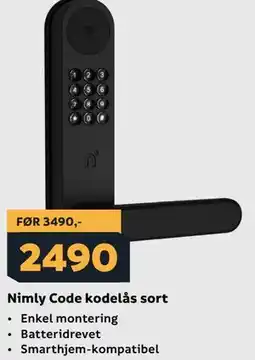 Megaflis Nimly Code kodelås sort tilbud