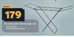 Megaflis Day tørkestativ 1,8m m/vinger sort tilbud