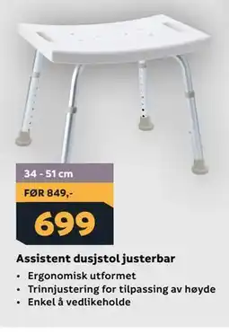 Megaflis Assistent dusjstol justerbar tilbud