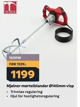 Megaflis Mjølner mørtelblander Ø140mm visp tilbud