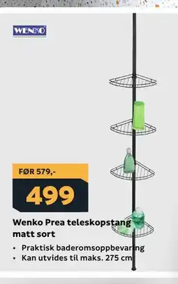 Megaflis Wenko Prea teleskopstang matt sort tilbud