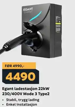 Megaflis Egant ladestasjon 22kW 230/400V Mode 3 Type2 tilbud
