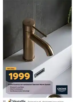 Megaflis Grohe Essence servantbatteri børstet Warm Sunset tilbud