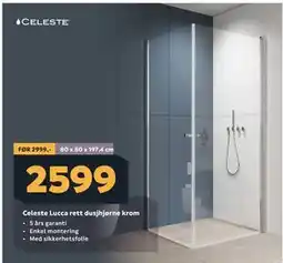 Megaflis Celeste Lucca rett dusjhjørne krom tilbud