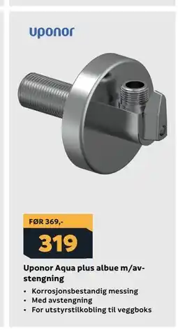 Megaflis Uponor Aqua plus albue m/avstengning tilbud