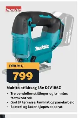 Megaflis Makita stikksag 18v DJV186Z tilbud