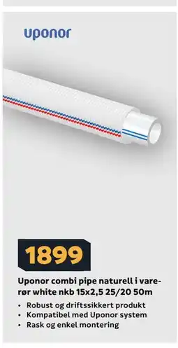 Megaflis Uponor combi pipe naturell i varerør white nkb 15x2,5 25/20 50m tilbud