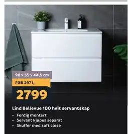 Megaflis Lind Bellevue 100 hvit servantskap tilbud