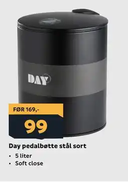 Megaflis Day pedalbøtte stål sort tilbud