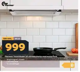 Megaflis Thermex Trend Model 20 uttrekkshette med motor hvit tilbud