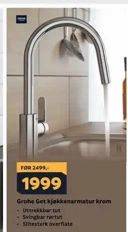 Megaflis Grohe Get kjøkkenarmatur krom tilbud