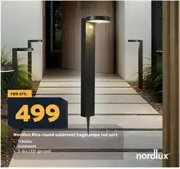 Megaflis Nordlux Rica round soldrevet hagelampe led sort tilbud