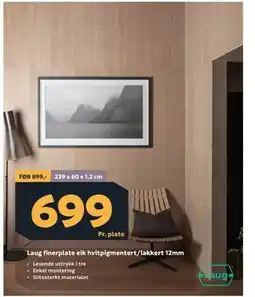Megaflis Laug finerplate eik hvitpigmentert/lakkert 12mm tilbud